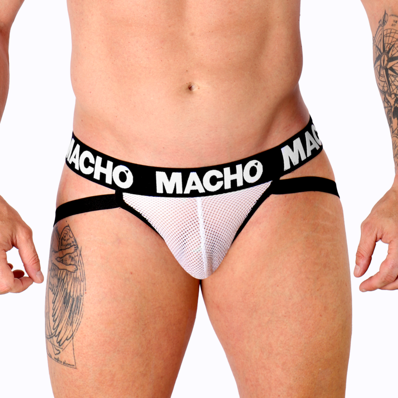 MACHO - СЛИПОВЕ ТИП „ДЖОК“ (JOCKSTRAP) MX26X1, МРЕЖА, БЯЛ ЦВЯТ, РАЗМЕР M