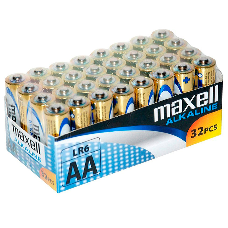MAXELL - АЛКАЛНИ БАТЕРИИ AA LR6 ПАКЕТ *32 UDS