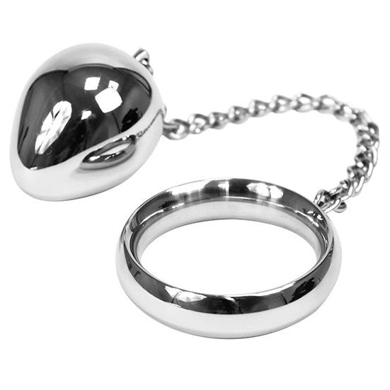 METAL HARD - COCK RING 50MM + CHAIN WITH METAL BALL - My naughty haven #