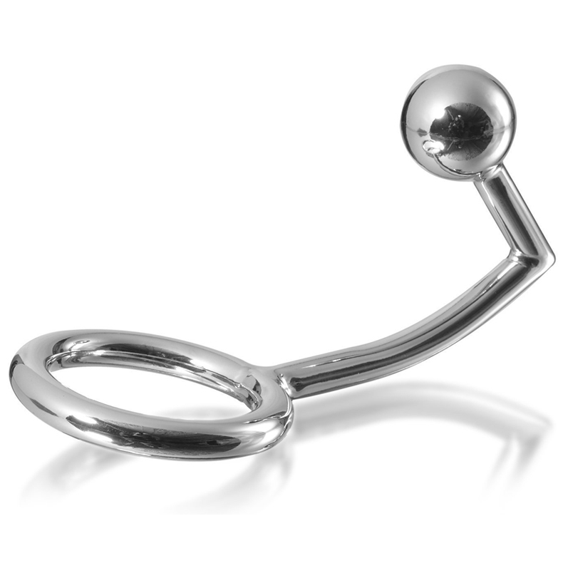 METAL HARD - COCK RING RING WITH ANAL INTRUDER HOOK 40MM - My naughty haven #