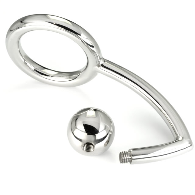 METAL HARD - COCK RING RING WITH ANAL INTRUDER HOOK 45MM - My naughty haven #