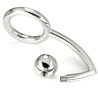 METAL HARD - COCK RING RING WITH ANAL INTRUDER HOOK 45MM - My naughty haven #