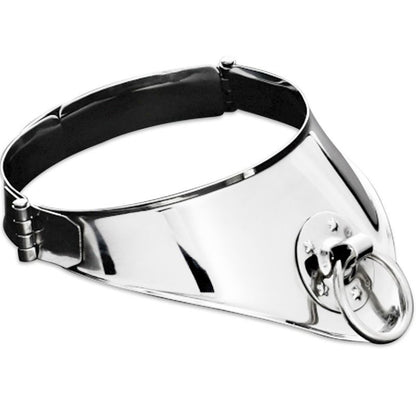 METAL HARD - RESTRAINT COLLAR WITH RING AND PADLOCK 12.5 CM - My naughty haven #