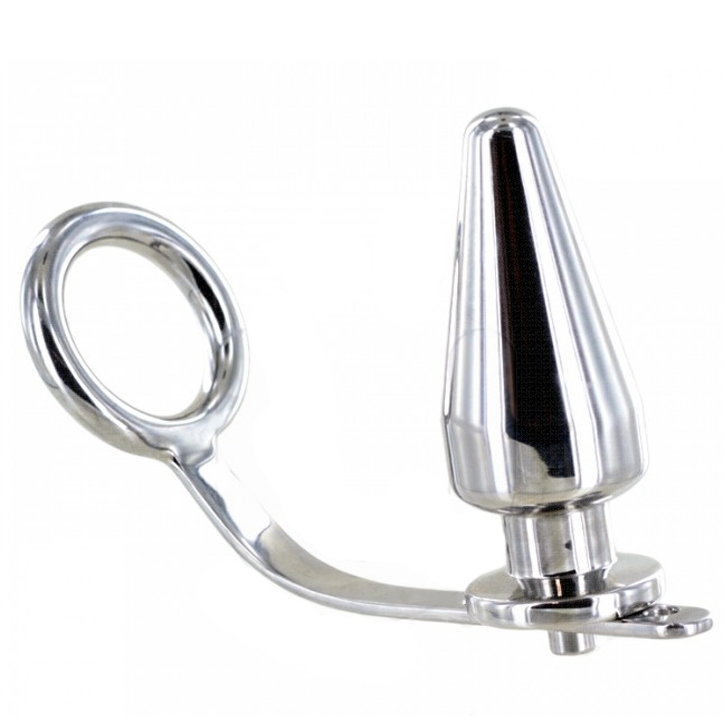 METAL HARD - STEEL RING WITH ANAL PLUG 45 X 50MM - My naughty haven #