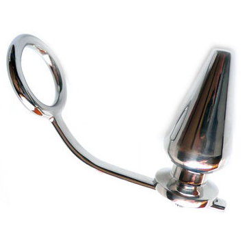 METAL HARD - STEEL RING WITH ANAL PLUG 45 X 50MM - My naughty haven #