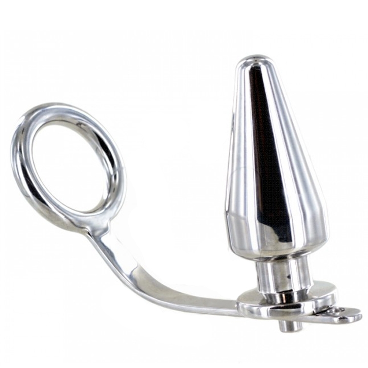 METAL HARD - STEEL RING WITH ANAL PLUG 80 X 55 MM - My naughty haven #