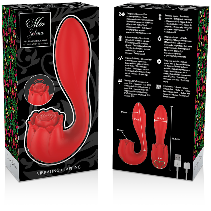 MIA - SELENA STIMULATOR VIBRATING + TAPPING RED - My naughty haven #