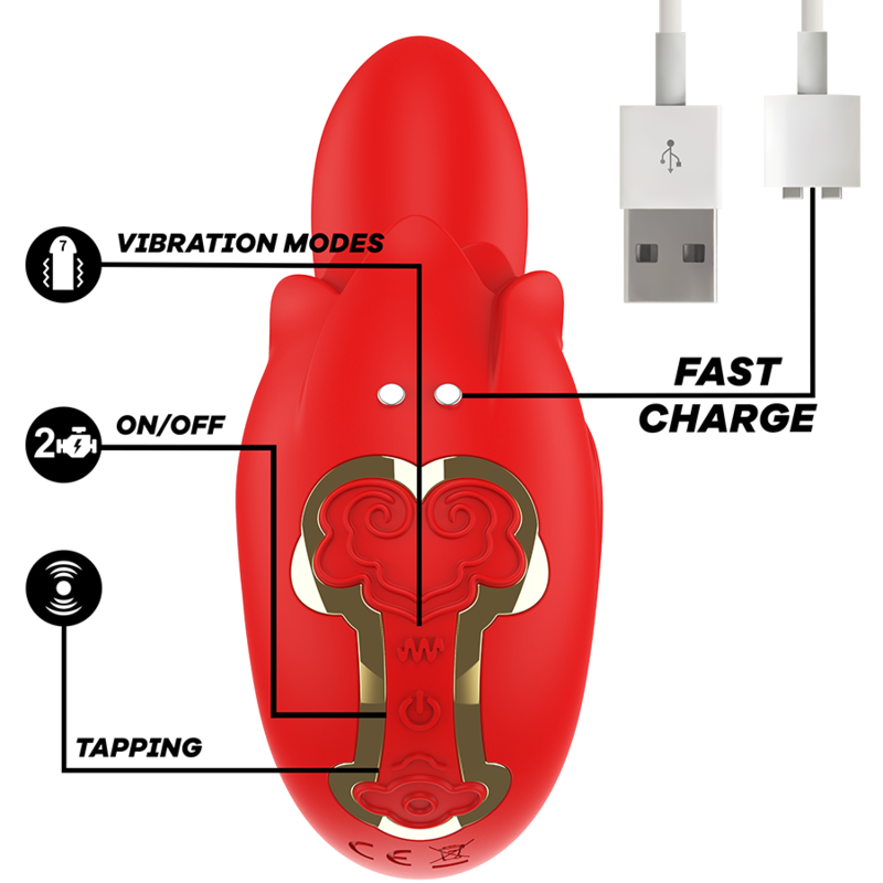 MIA - SELENA STIMULATOR VIBRATING + TAPPING RED - My naughty haven #