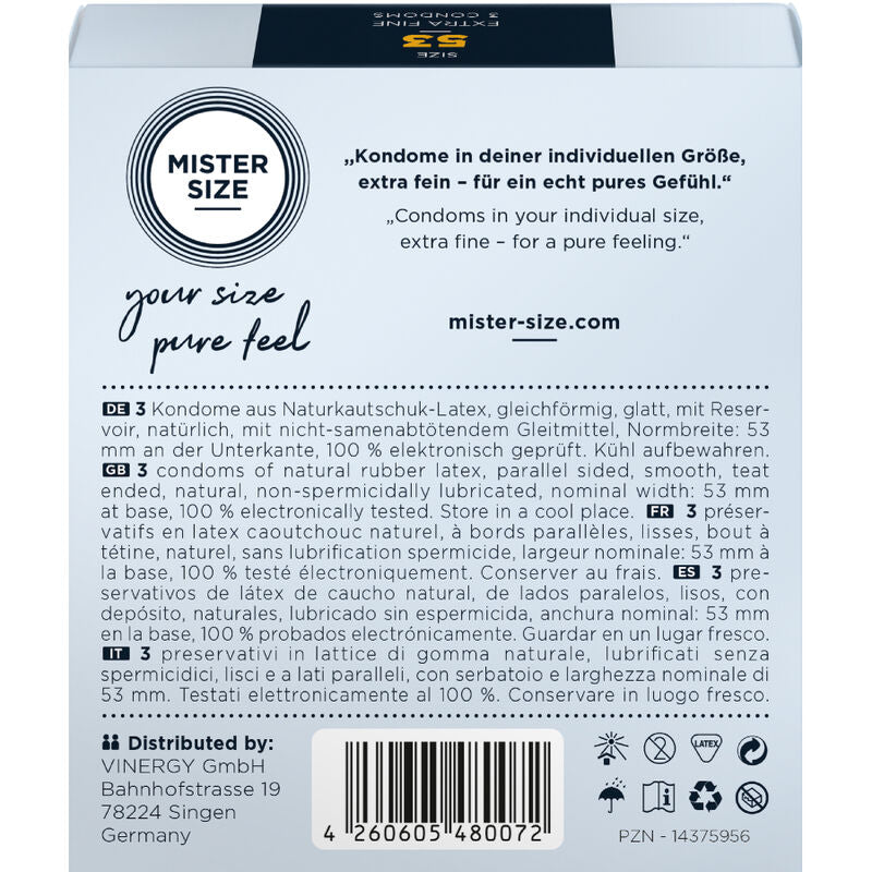 MISTER SIZE - CONDOM SIZE M 53 MM (3 UNITS) - My naughty haven #