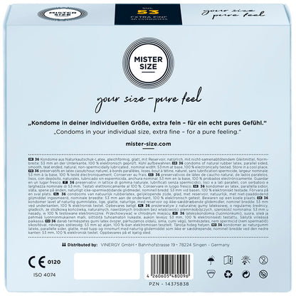 MISTER SIZE - CONDOM SIZE M 53 MM (36 UNITS) - My naughty haven #