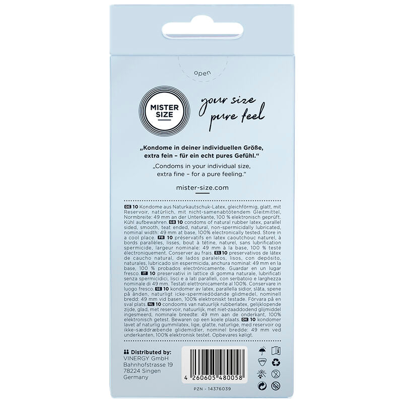 MISTER SIZE - CONDOM SIZE S 49 MM (10 UNITS) - My naughty haven #