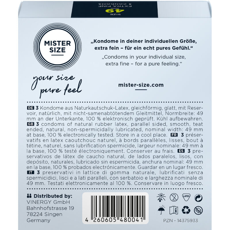 MISTER SIZE - CONDOM SIZE S 49 MM (3 UNITS) - My naughty haven #