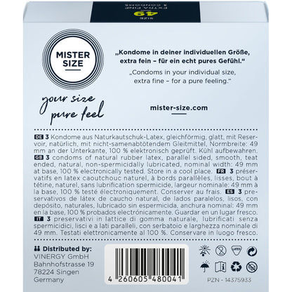 MISTER SIZE - CONDOM SIZE S 49 MM (3 UNITS) - My naughty haven #