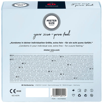 MISTER SIZE - CONDOM SIZE XL 60 MM (36 UNITS) - My naughty haven #
