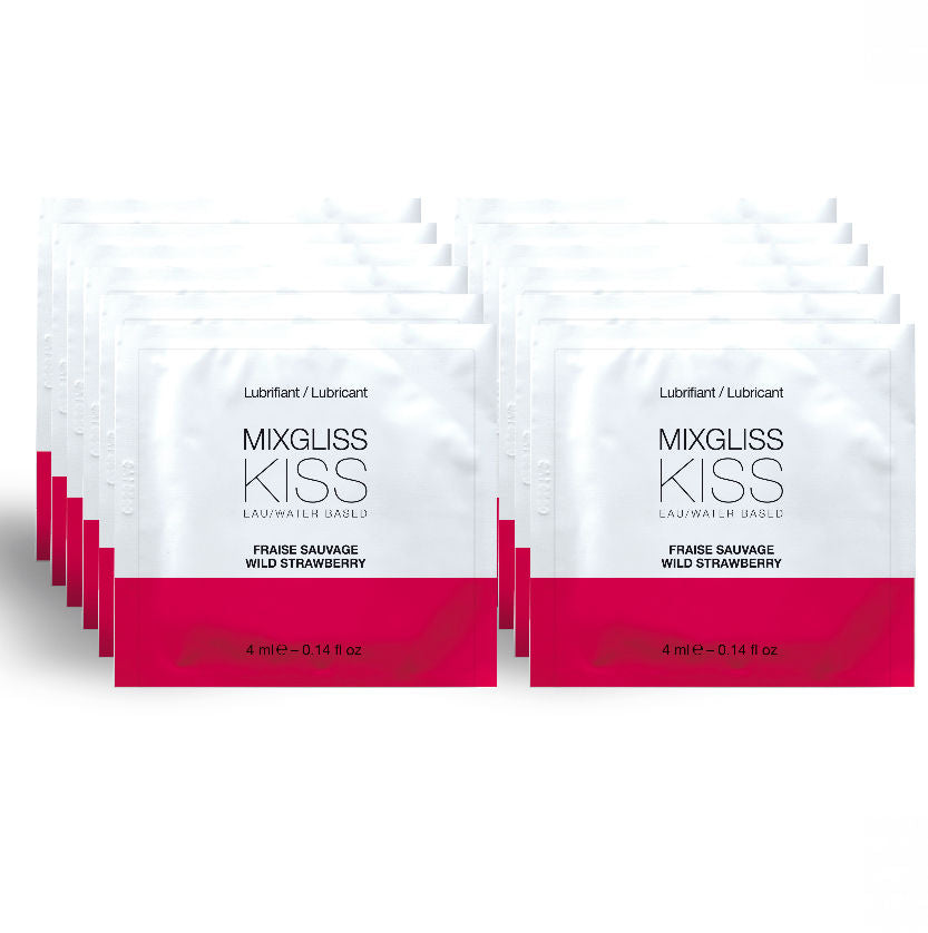 MIXGLISS - WATER BASED LUBRICANT STRAWBERRY FLAVOR 12 SINGLE DOSE 4 ML - My naughty haven #