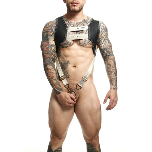 MOB - DNGEON HARNESS WITH GOLDEN PENIS RING ONE SIZE - My naughty haven #