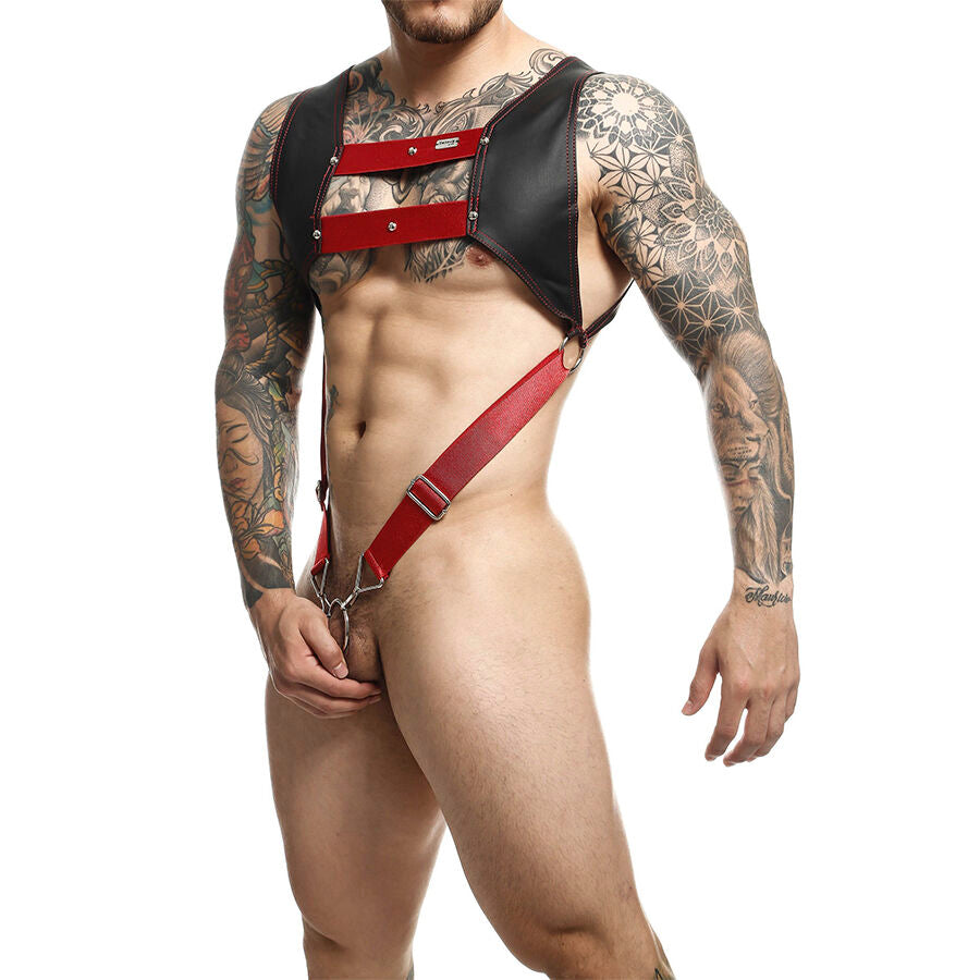 MOB - DNGEON HARNESS WITH RED PENIS RING ONE SIZE - My naughty haven #
