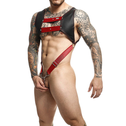 MOB - DNGEON HARNESS WITH RED PENIS RING ONE SIZE - My naughty haven #