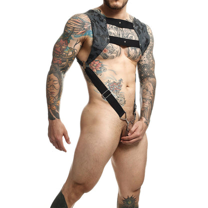 MOB - DNGEON HARNESS WITH SILVER PENIS RING ONE SIZE - My naughty haven #