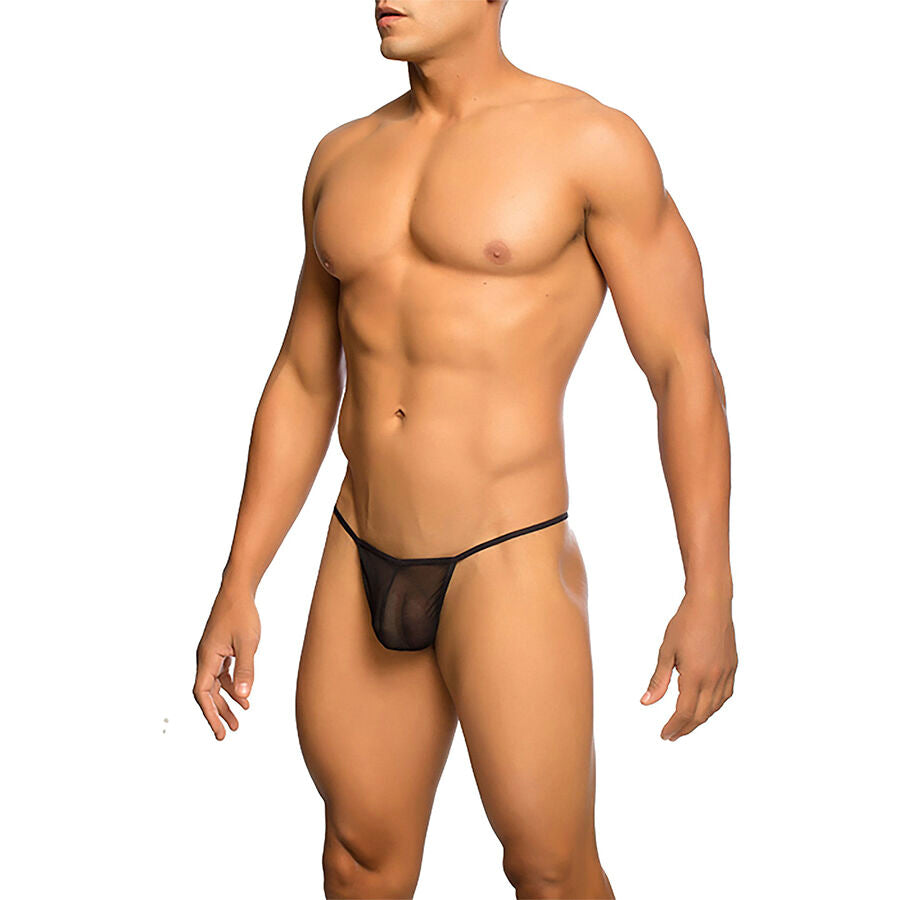 MOB - TRANSPARENT T-SHAPED THONG BLACK SIZE L/XL - My naughty haven #