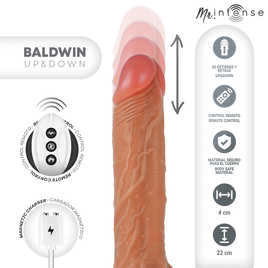 MR INTENSE - BALDWIN РЕАЛИСТИЧНО ДИСТАНЦИОННО УПРАВЛЕНИЕ ЗА ПЕНИС 22 СМ -O- 4 СМ