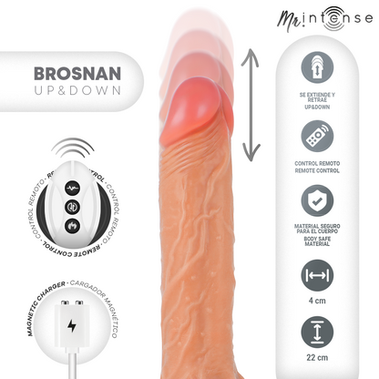 MR INTENSE - BROSNAN REALISTIC MULTIFUNCTIONAL WITH VIBRATION, UP AND DOWN REMOTE CONTROL, 22 CM - OR - 4 CM - My naughty haven #