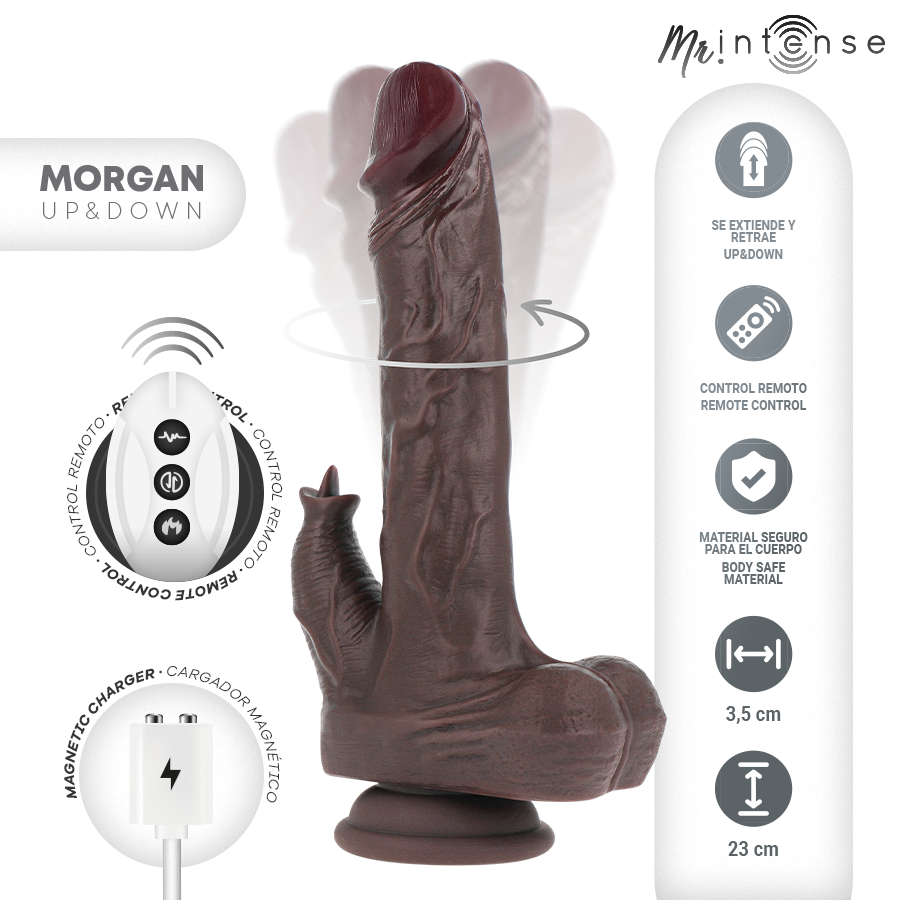 MR INTENSE - MORGAN REALISTIC MULTIFUNCTION DOLL WITH VIBRATION AND UP AND DOWN REMOTE CONTROL 23 CM -O- 3.5 CM - My naughty haven #