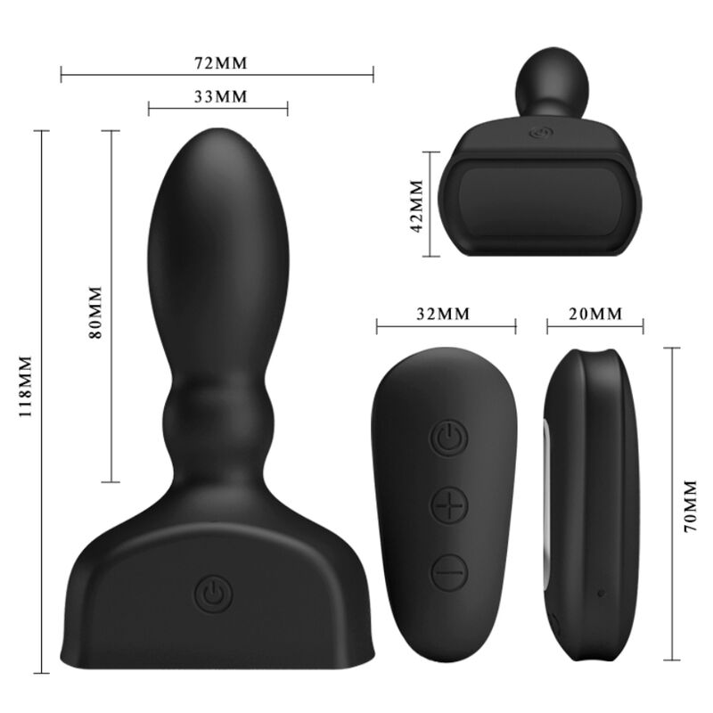 MR PLAY - BLACK INFLATABLE ANAL PLUG REMOTE CONTROL - My naughty haven #