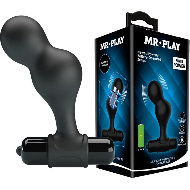 MR PLAY - BLACK SILICONE VIBRATOR ANAL PLUG - My naughty haven #