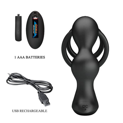 MR PLAY - VIBRATING ANAL PLUG WITH PENIS RING REMOTE CONTROL - My naughty haven #