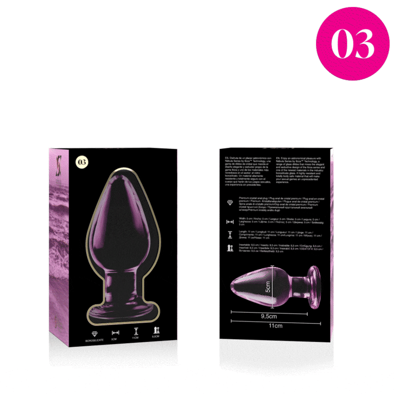 NEBULA SERIES BY IBIZA - MODEL 3 ANAL PLUG BOROSILICATE GLASS TRANSPARENT 11 CM -O- 5 CM - My naughty haven #