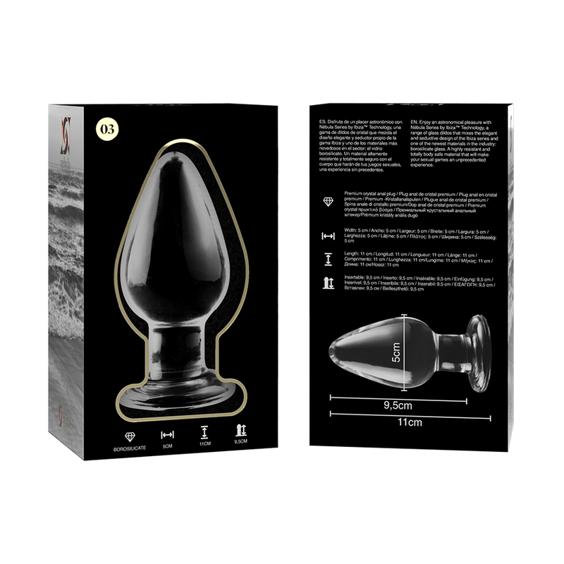 NEBULA SERIES BY IBIZA - MODEL 3 ANAL PLUG BOROSILICATE GLASS TRANSPARENT 11 CM -O- 5 CM - My naughty haven #