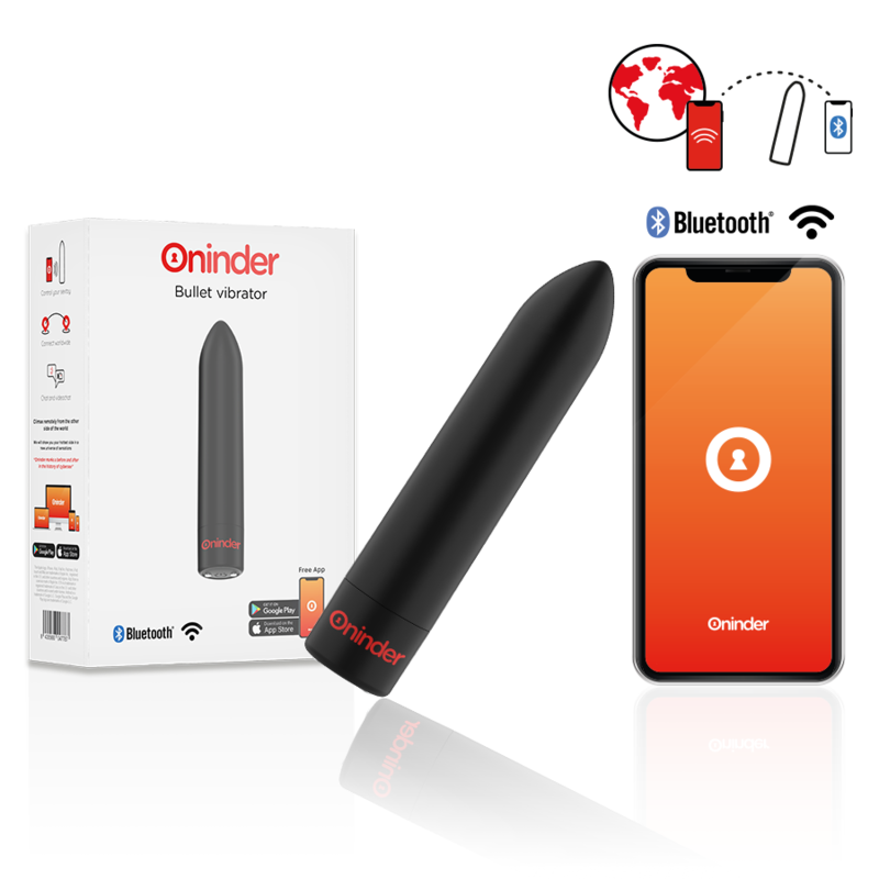 ONINDER - BERLIN BULLET VIBRATOR BLACK 9 MODES 8.5 X 2 CM - FREE APP - My naughty haven #