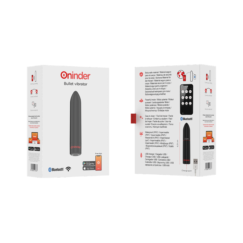 ONINDER - BERLIN BULLET VIBRATOR BLACK 9 MODES 8.5 X 2 CM - FREE APP - My naughty haven #