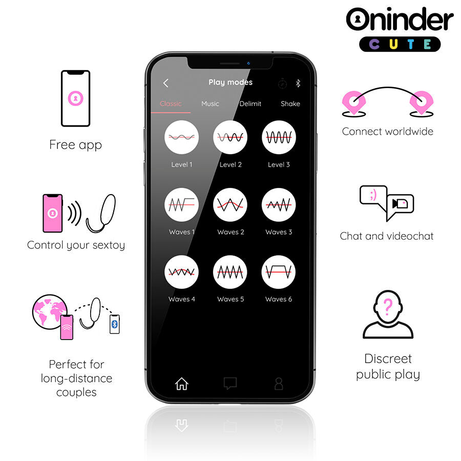 ONINDER CUTE - LOVE PLEASURE 360° VIBRATING-ROTATING SILICONE EGG - FREE GLOBAL APP - My naughty haven #