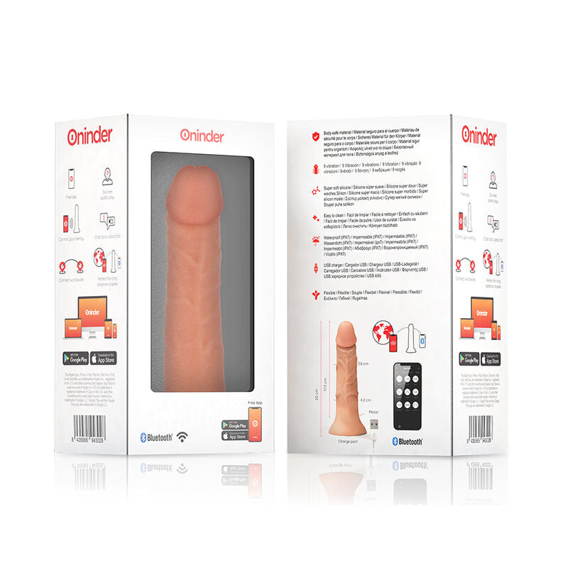 ONINDER - MEDIUM BOGOTÁ VIBRATOR DILDO 9 SPEEDS NATURAL 20 CM -O- 4.2 CM - FREE APP - My naughty haven #