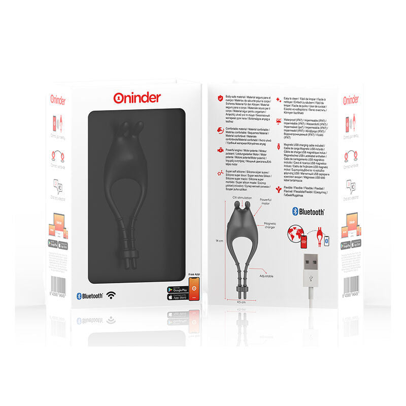 ONINDER - PAMPA RECHARGEABLE ADJUSTABLE VIBRATOR RING WITH CLITORIS STIMULATOR 10 SPEED - FREE APP - My naughty haven #