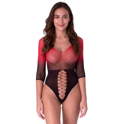 PASSION - BS118 BLACK AND RED MESH BODYSTOCKING - My naughty haven #