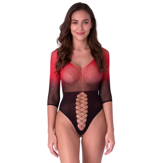 PASSION - BS118 BLACK AND RED MESH BODYSTOCKING - My naughty haven #