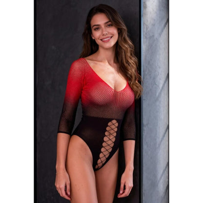 PASSION - BS118 BLACK AND RED MESH BODYSTOCKING - My naughty haven #