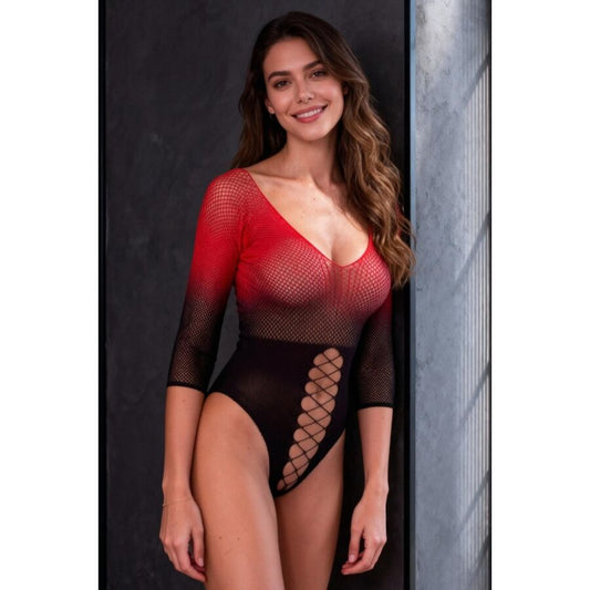 PASSION - BS118 BLACK AND RED MESH BODYSTOCKING - My naughty haven #
