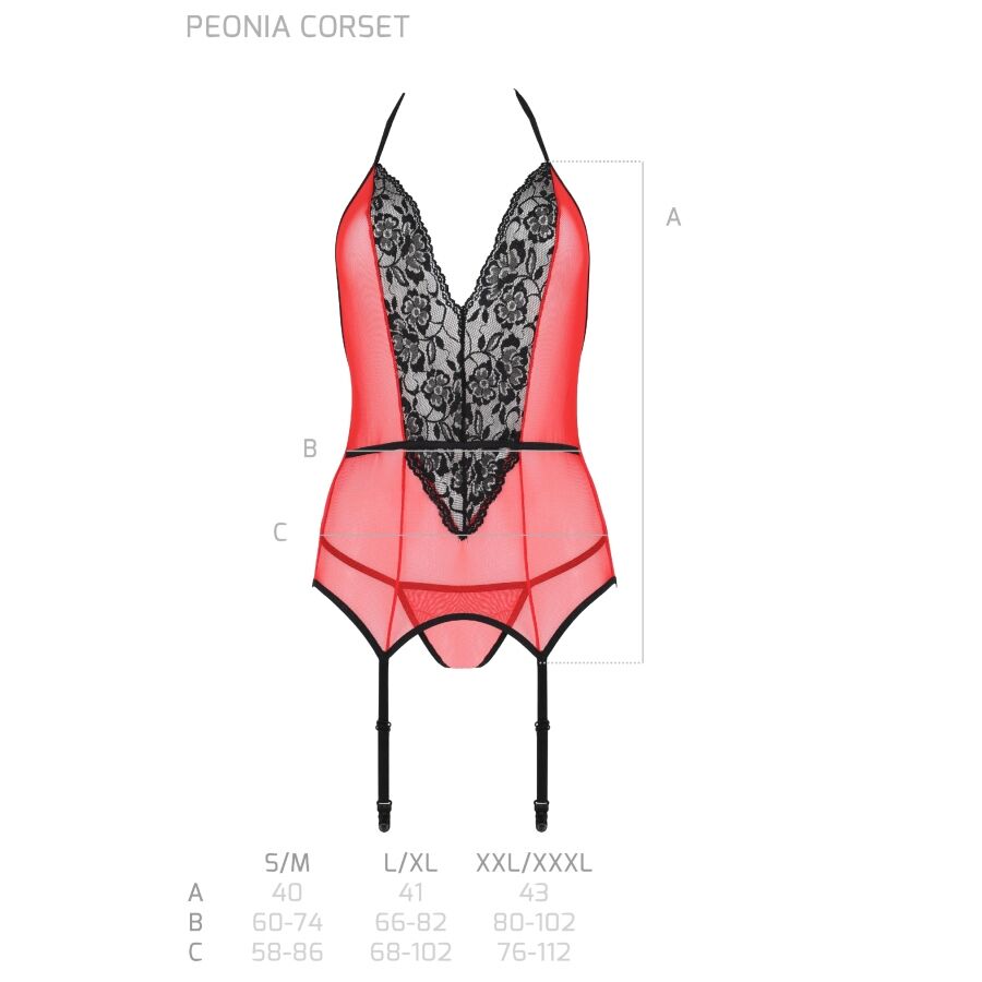 PASSION - PEONIA CORSET EROTIC LINE RED S/M - My naughty haven #