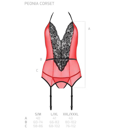 PASSION - PEONIA CORSET EROTIC LINE RED S/M - My naughty haven #