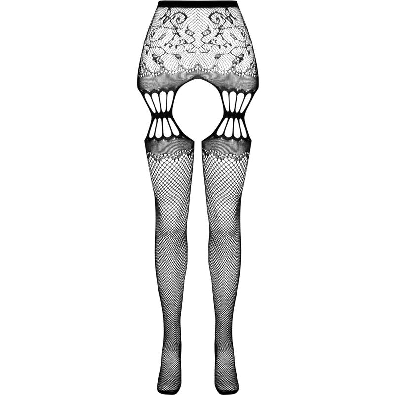 PASSION - S027 BLACK TIGHTS WITH GARTER ONE SIZE - My naughty haven #