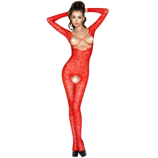 PASSION - WOMAN BS031 RED BODYSTOCKING ONE SIZE - My naughty haven #