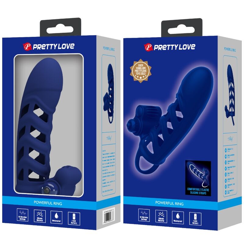 PRETTY LOVE - ALTAF VIBRATOR RING WITH SILICONE SHEATH BLUE - My naughty haven #