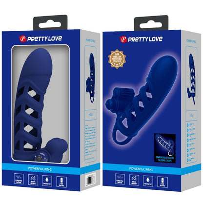 PRETTY LOVE - ALTAF VIBRATOR RING WITH SILICONE SHEATH BLUE - My naughty haven #