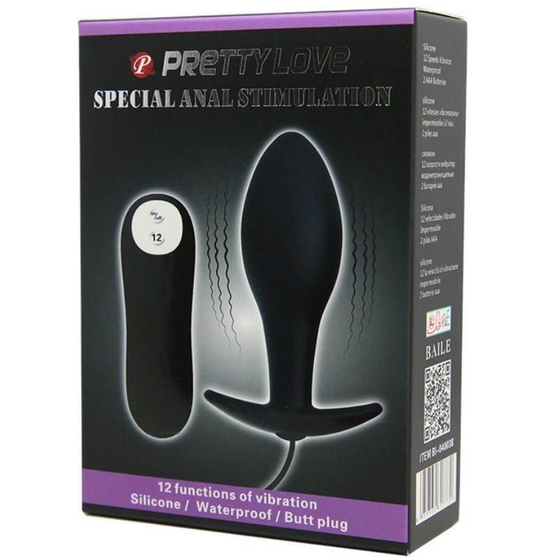 PRETTY LOVE - ANAL PLUG ANCHOR FORM SILICONE 12 VIBRATION MODES BLACK - My naughty haven #
