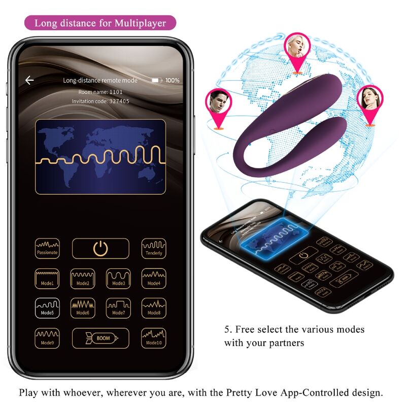 PRETTY LOVE - AUGUST REMOTE GLOBAL DOUBLE PLEASURE VIBRATOR - My naughty haven #