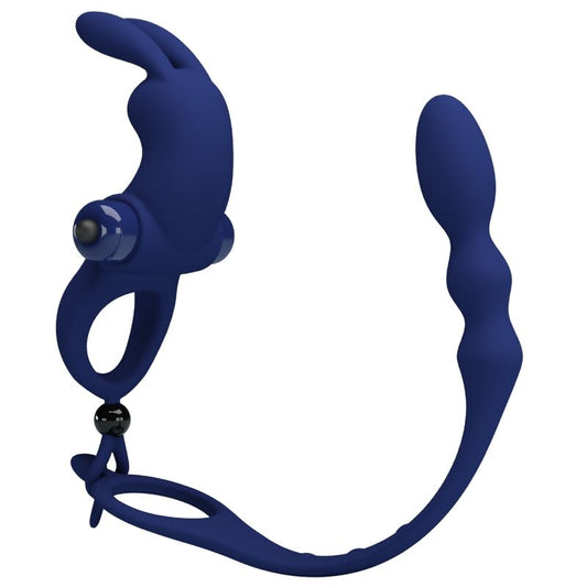 PRETTY LOVE - AYAD RABBIT VIBRATOR RING WITH PLUG BLUE - My naughty haven #